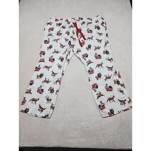 Old Navy Pajama Pants Unisex 2X Navy Christmas Flannel Match Fam Santa‎ Reindeer
